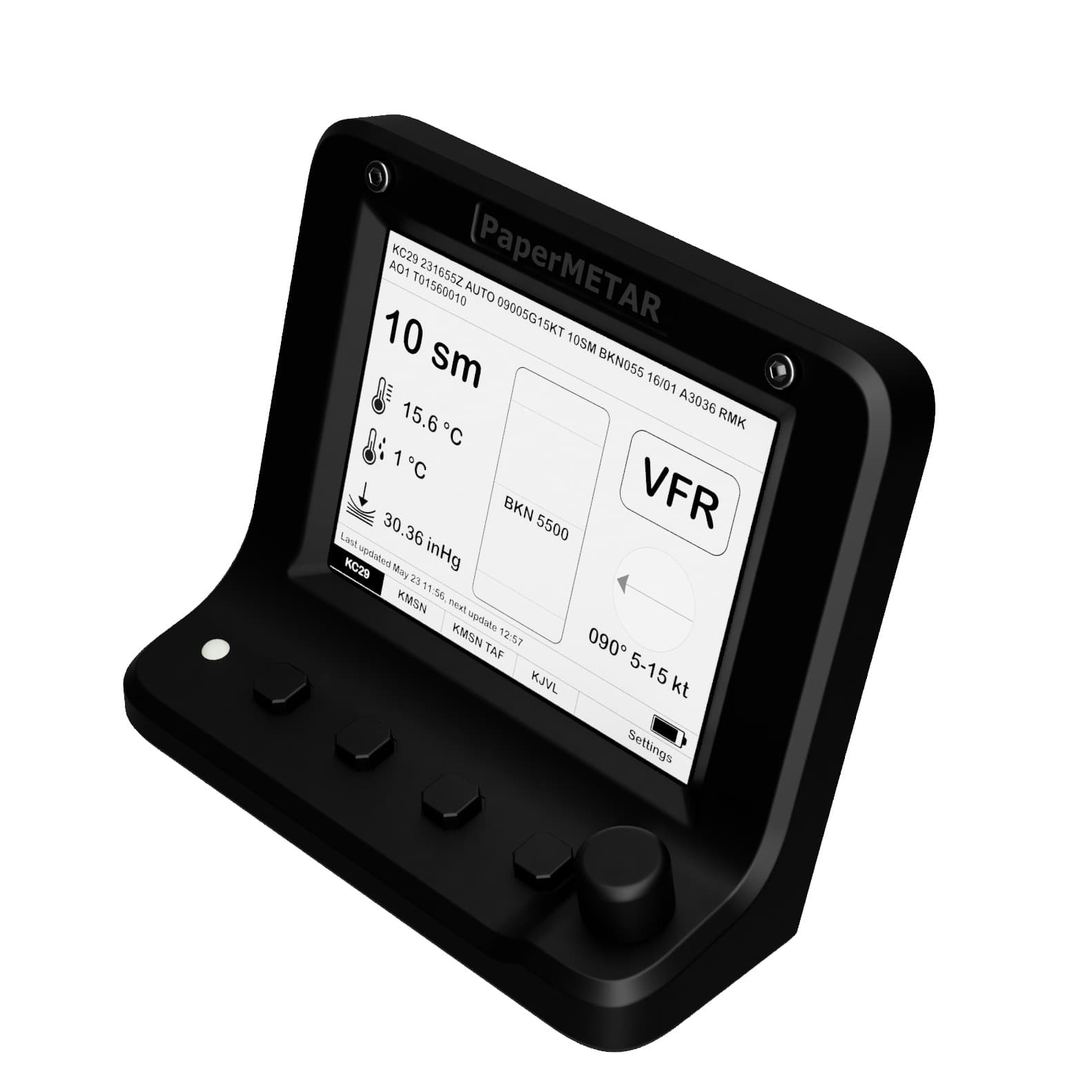 PaperMETAR top view showing compact design